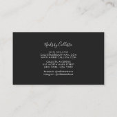 Minimalistisch eenvoudig zwart wit script nagels visitekaartje (Achterkant)