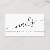 Minimalistisch eenvoudig zwart wit script nagels visitekaartje (Voorkant)
