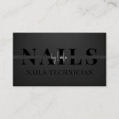 Minimalistisch eenvoudig zwart wit script nagels visitekaartje (Voorkant)