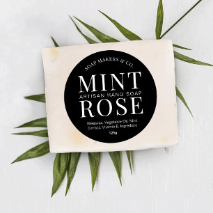 Minimalistisch eenvoudig zwart zeep- of witproduct ronde sticker