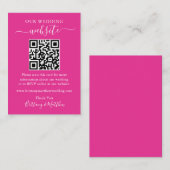 Minimalistisch eenvoudige bruiloft QR Hot Pink Informatiekaartje (Voorkant / Achterkant)