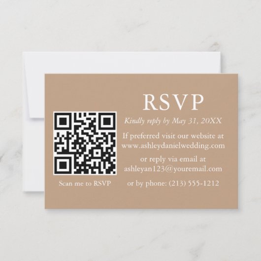 Minimalistisch Eenvoudige bruiloft QR RSVP Kaart (Voorkant)