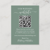 Minimalistisch eenvoudige bruiloft QR Sage Green Informatiekaartje (Voorkant)