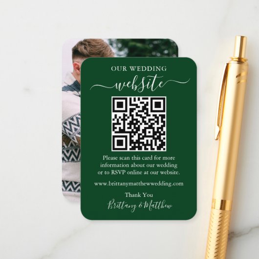 Minimalistisch eenvoudige bruiloft Website Foto QR Informatiekaartje (Voorkant / Achterkant in situ)