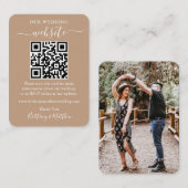Minimalistisch eenvoudige bruiloft Website Foto QR Informatiekaartje (Voorkant / Achterkant)