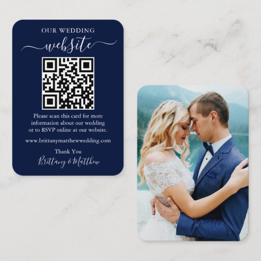 Minimalistisch eenvoudige bruiloft Website Foto QR Informatiekaartje (Voorkant / Achterkant)