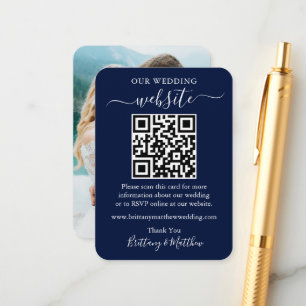 Minimalistisch eenvoudige bruiloft Website Foto QR Informatiekaartje