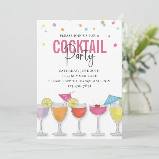 Minimalistisch eenvoudige cocktail Party Modern Pi Kaart (Staand voorkant)