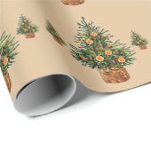 Minimalistisch eenvoudige landpine voor vakantiebo cadeaupapier (Rol Hoek)