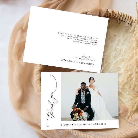 Minimalistisch eenvoudige moderne bruiloft - Harte Bedankkaart