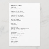 Minimalistisch eenvoudige moderne huwelijksceremon programmakaart (Achterkant)