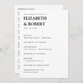 Minimalistisch eenvoudige moderne huwelijksceremon programmakaart (Voorkant / Achterkant)