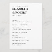 Minimalistisch eenvoudige moderne huwelijksceremon programmakaart (Voorkant)