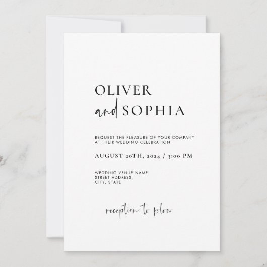 Minimalistisch eenvoudige moderne scriptweddenscha kaart (Voorkant)