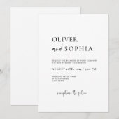 Minimalistisch eenvoudige moderne scriptweddenscha kaart (Voorkant / Achterkant)