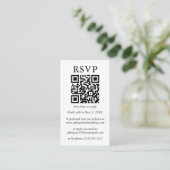 Minimalistisch eenvoudige QR RSVP zwarte strepen Informatiekaartje (Staand voorkant)