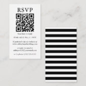 Minimalistisch eenvoudige QR RSVP zwarte strepen Informatiekaartje (Voorkant / Achterkant)