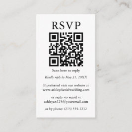 Minimalistisch eenvoudige QR RSVP zwarte strepen Informatiekaartje