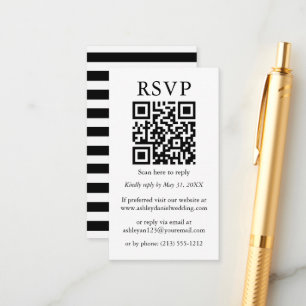 Minimalistisch eenvoudige QR RSVP zwarte strepen Informatiekaartje