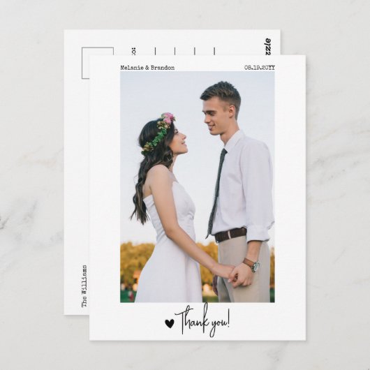 Minimalistisch eenvoudige scriptfoto Hartelijk dan Briefkaart (Voorkant / Achterkant)