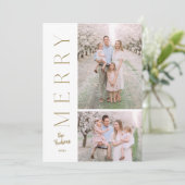 Minimalistisch eenvoudige Typografie 2-fotovakanti Feestdagenkaart (Staand voorkant)