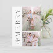 Minimalistisch Eenvoudige Typografie Rustic 2-foto Feestdagenkaart (Staand voorkant)