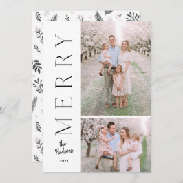 Minimalistisch Eenvoudige Typografie Rustic 2-foto Feestdagenkaart