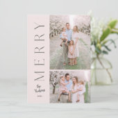 Minimalistisch Eenvoudige Typografie Rustic 2-Phot Feestdagenkaart (Staand voorkant)