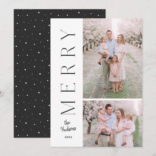 Minimalistisch Eenvoudige Typografie zwart-wit Feestdagenkaart (Voorkant / Achterkant)