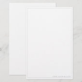 Minimalistisch eenvoudige vierkant rand Zilver gri Briefpapier (Voorkant / Achterkant)