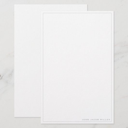 Minimalistisch eenvoudige vierkant rand Zilver gri Briefpapier (Voorkant / Achterkant)