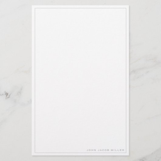 Minimalistisch eenvoudige vierkant rand Zilver gri Briefpapier (Voorkant)