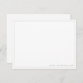 Minimalistisch eenvoudige vierkant rand Zilver gri Notitiekaartje (Voorkant / Achterkant)