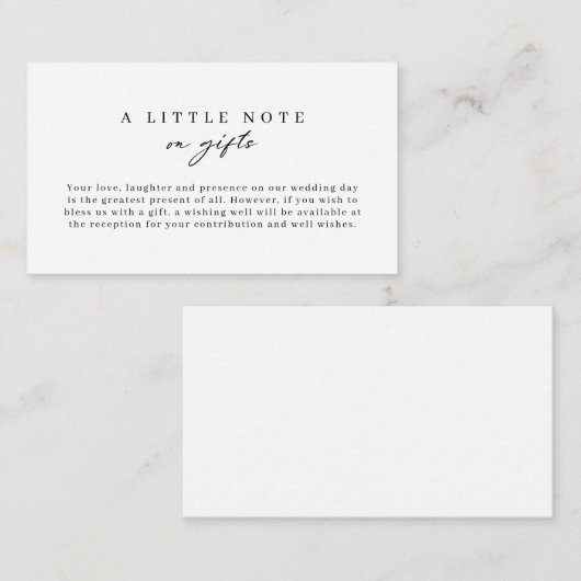 Minimalistisch eenvoudige wending Well Note over c Informatiekaartje (Voorkant / Achterkant)