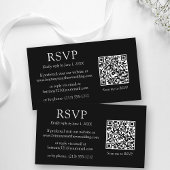 Minimalistisch eenvoudige zwarte QR-code RSVP Informatiekaartje