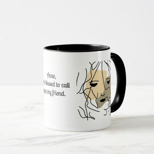 Minimalistisch eenzaam gedempt gezicht mok (Voorkant rechts)