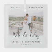 Minimalistisch eerste kerstfeest als Mr & Mrs Gray Glas Ornament (Voorkant)