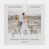 Minimalistisch eerste kerstfeest als Mr & Mrs Gray Glas Ornament (Achterkant)