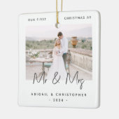 Minimalistisch eerste kerstfeest als Mr & Mrs Gray Keramisch Ornament (Links)