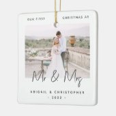 Minimalistisch eerste kerstfeest als Mr & Mrs Gray Keramisch Ornament (Links)