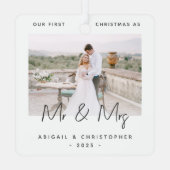 Minimalistisch eerste kerstfeest als Mr & Mrs Gray Metalen Ornament (Achterkant)