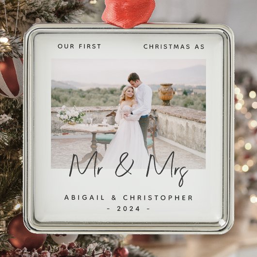 Minimalistisch eerste kerstfeest als Mr & Mrs Gray Metalen Ornament