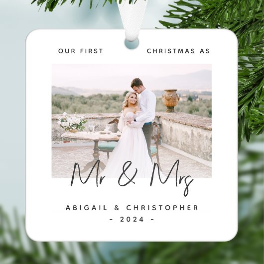 Minimalistisch eerste kerstfeest als Mr & Mrs Gray Metalen Ornament