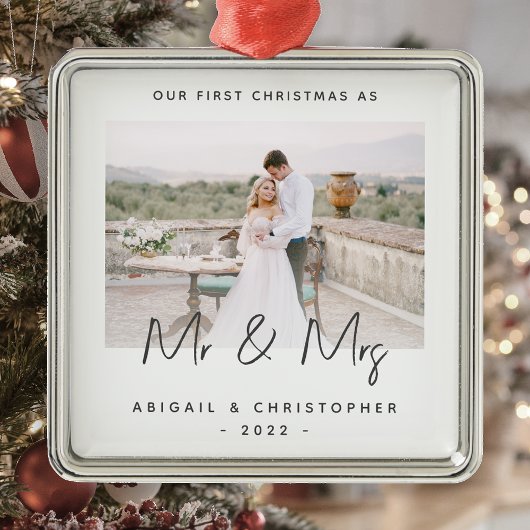 Minimalistisch eerste kerstfeest als Mr & Mrs Gray Metalen Ornament