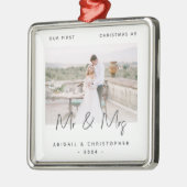 Minimalistisch eerste kerstfeest als Mr & Mrs Gray Metalen Ornament (Links)