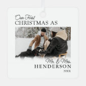 Minimalistisch eerste kersthuwelijk metalen ornament (Voorkant)