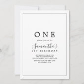 Minimalistisch eerste verjaardagsfeest kaart (Voorkant)