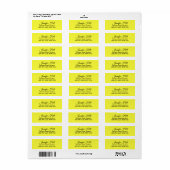 Minimalistisch effen geel Retour Adres Label (Full Sheet)