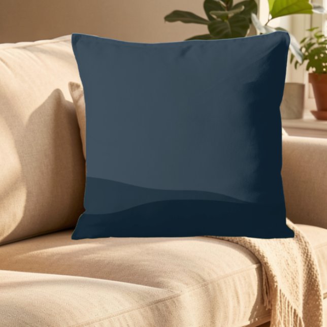 Minimalistisch effen marineblauw kustaccent decor kussen (Creator heeft geüpload)