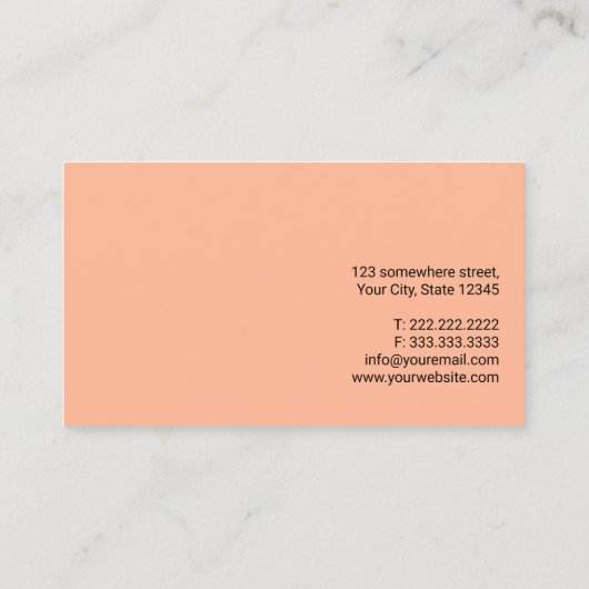 Minimalistisch effen perzikkleur Hand Script Elega Visitekaartje (Achterkant)